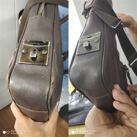 leather handbag corner repair.